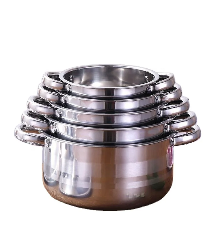 

Stainless Steel 10pcs Royal Cookware Hot Pot Sets Indian Induction Bottom Stackable Soup Cooking Pot Set, Sliver