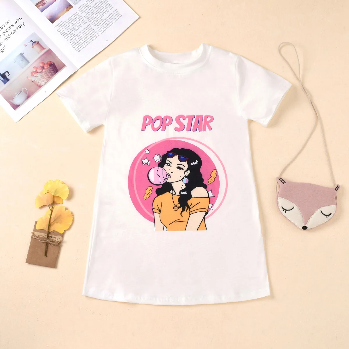 

New fashion Girls spring summer letter cartoon printed short /long sleeve T-shirt dress clothing for kids, Picture shows