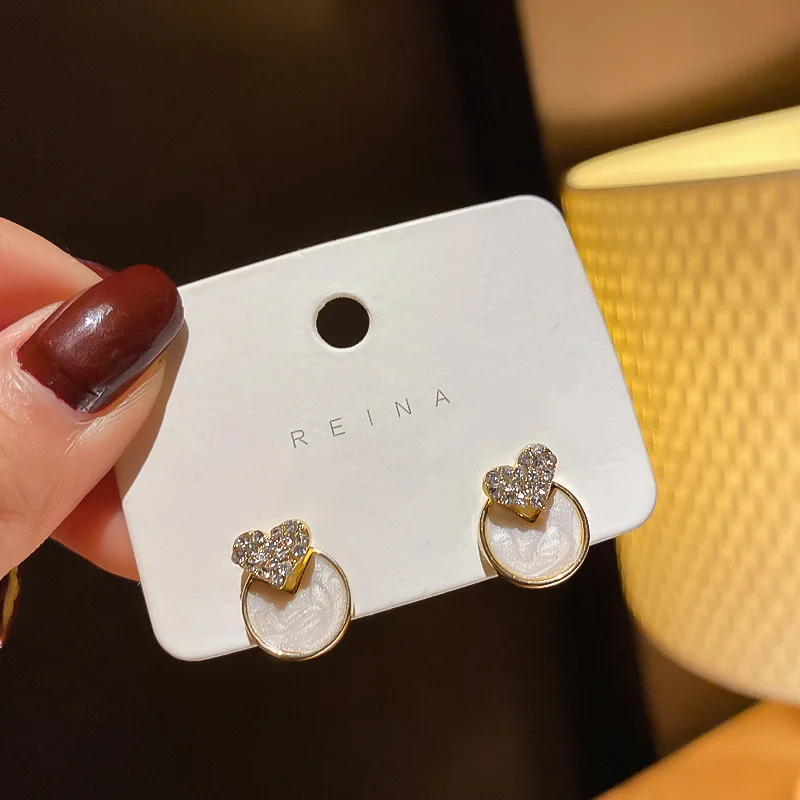 

fashion jewelry trendy crystal love heart stud earings women
