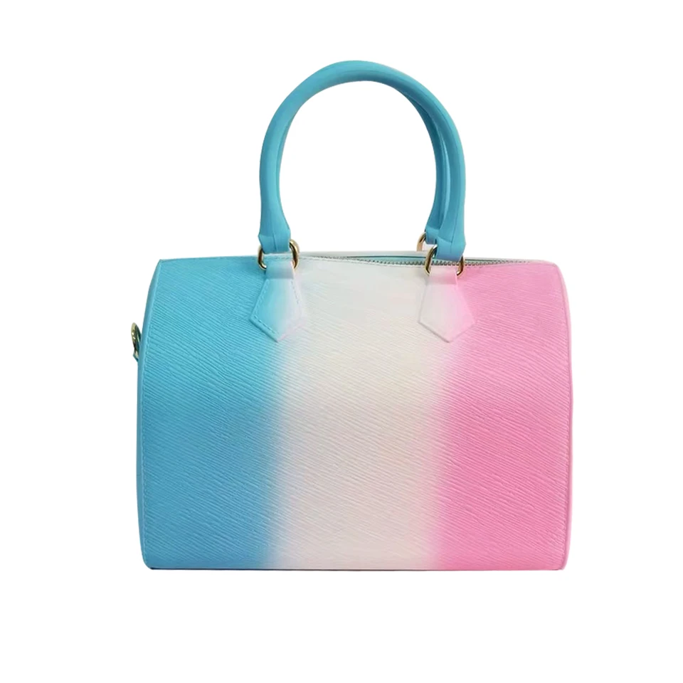 

New Design PVC Handbag Colorful Hand Toothpick Pattern Women Jelly Bags