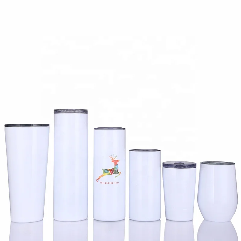 

Wholesale sublimation blank 20oz 30oz double walled insulated sublimation blanks skinny straight tumbler with straw, White