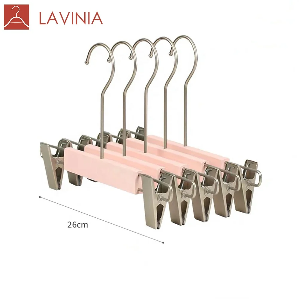 

LAVINIA quality children girl hanger kids clothing rack wooden hangers anti slip clothes coat rack, White/pink