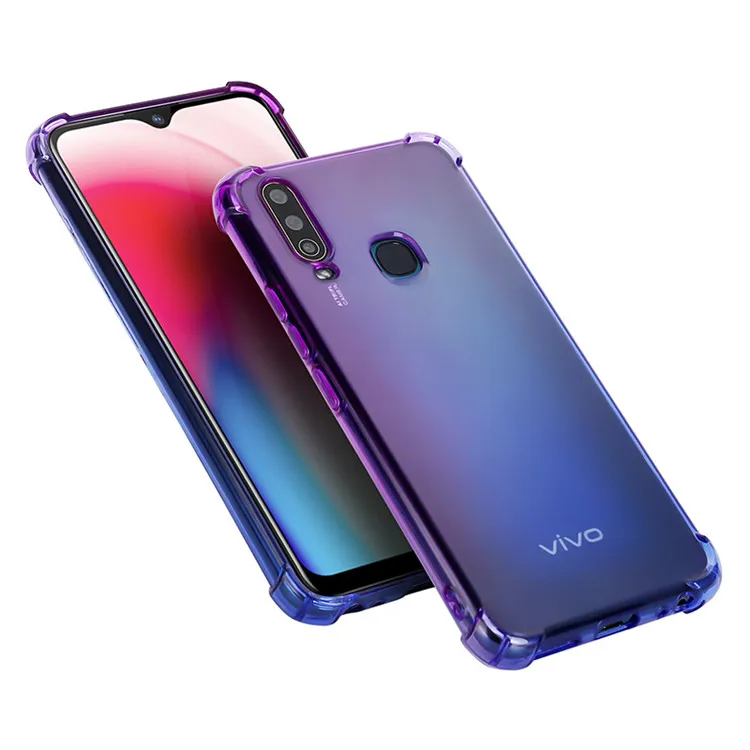 Tpu With Lanyard Hole Phone Case For Vivo Y17/Y3/Y15/Y12 Gradual Change Mobile Case