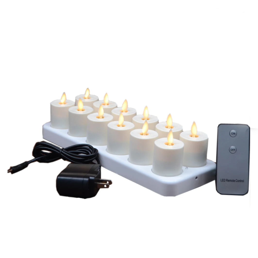 Rechargeable Remote Ready Mini Flameless Moving Wick Led Tea Light Candles