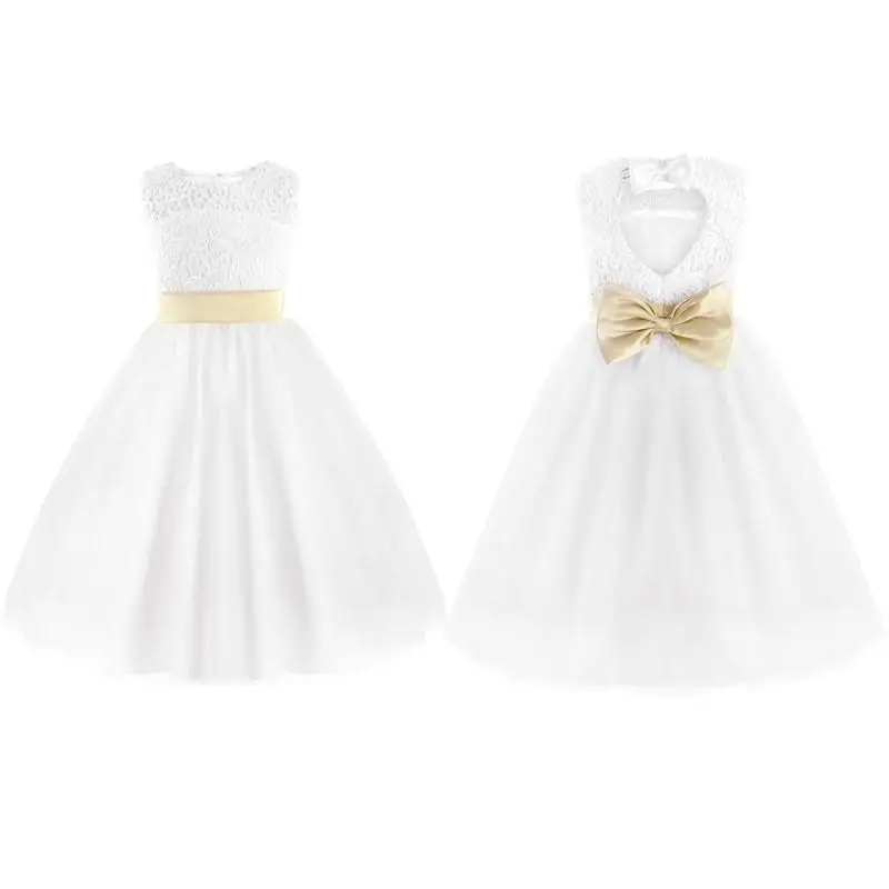 

Low Price White Flower Kids Princess Midi Wedding Birthday Party Girl Dresses 6 to 14 years