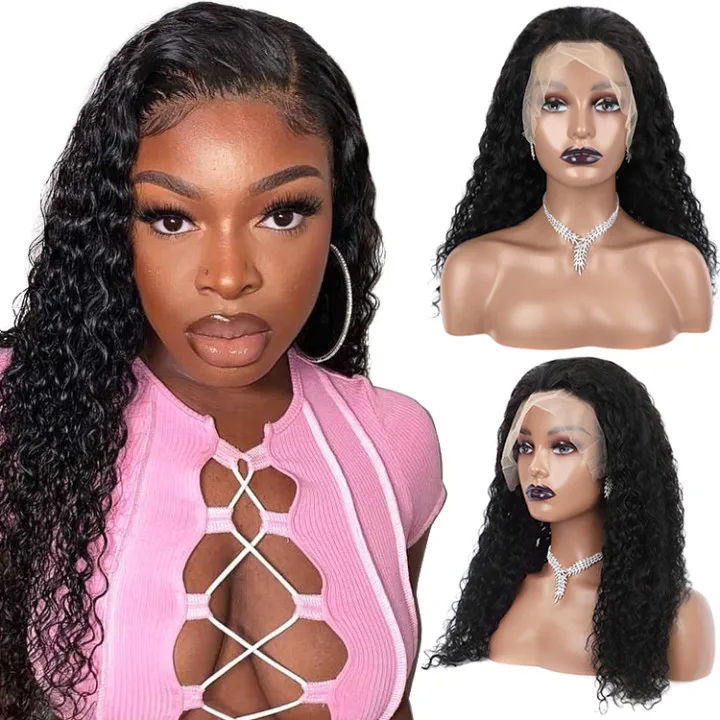 

Long Raw Cuticle Aligned Virgin Human Hair Wig Brazilian 13x4 Swiss Lace Frontal Wigs Human Hair Water Wave For Black Women