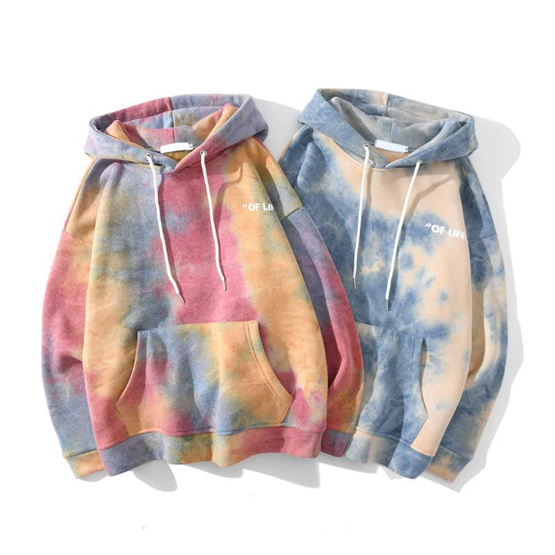 

Wholesale 2022 New Autumn Plus Velvet Hoodie Hip-hop Loose couple Tie-dye Hoodie