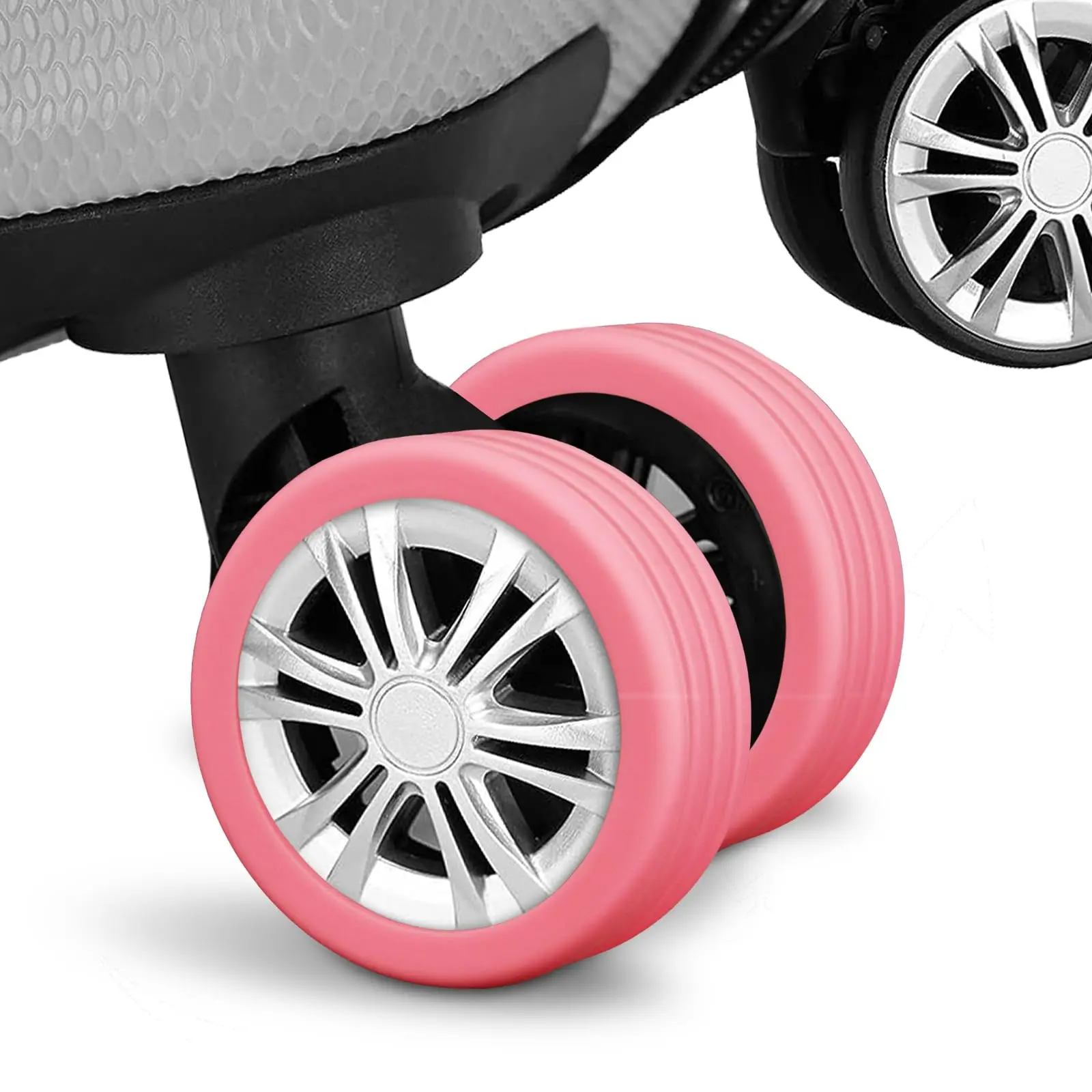 

8pcs Replacement Colorful Silicone Suitcase Roller wheel Protection Cover Trolley Case Caster Cover Luggage Spinner Wheel Covers