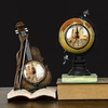 RESIN MINI UNIVERSAL TELLURIAN MERIDIAN RING TERRESTRIAL GLOBE EARTH BOOKENDS VIOLIN TROPHY WITH CLOCK ARTICLE STATUE MONEY BOX