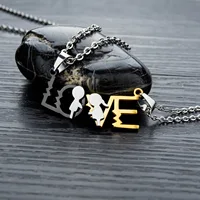 

Fashion Stainless Steel LOVE Letter Necklace For Women couples Zircon Pendant Jewelry Valentine's Day Gift No Fade Wholesale