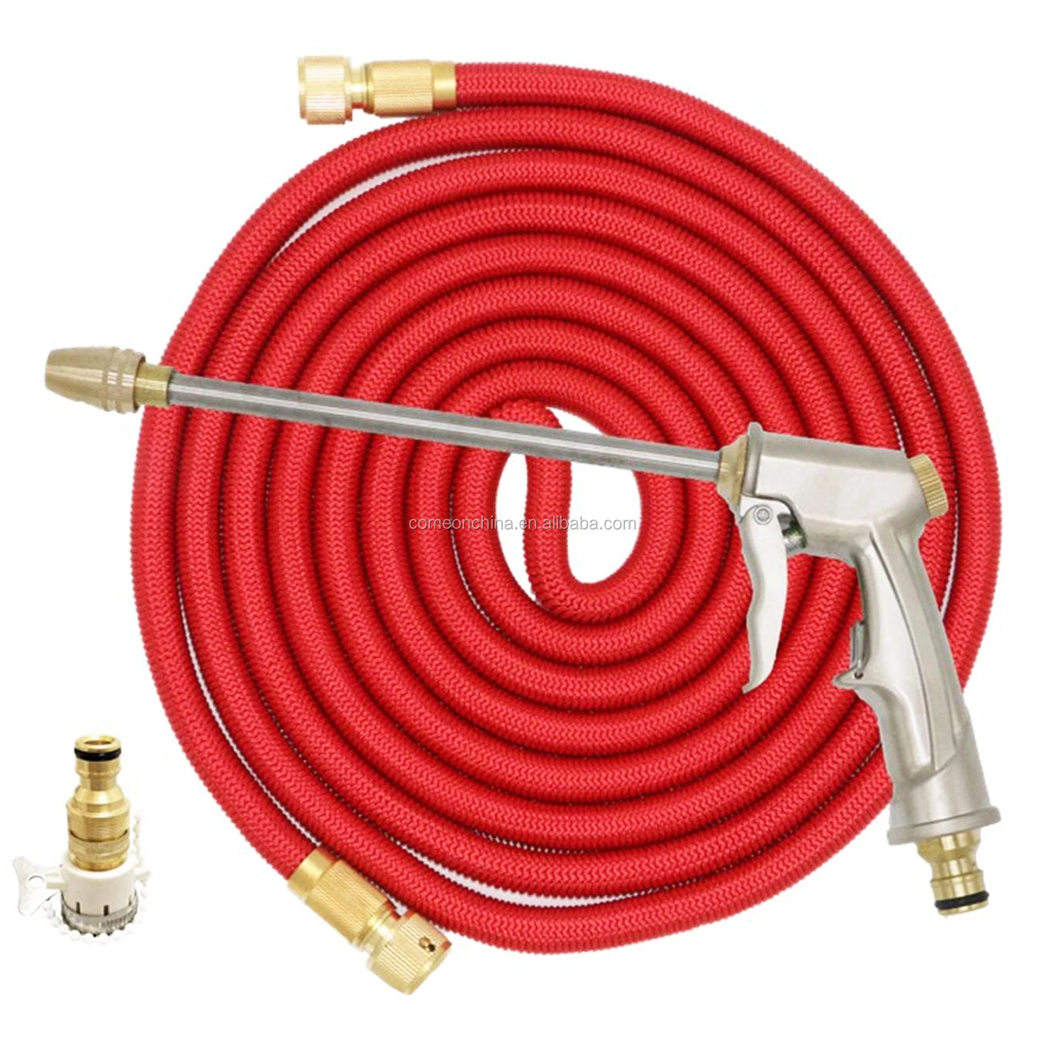 50ft 75ft 100ft 150ft 200ft Flexible Expandable Garden Water Hose Double 2 Layers Brass Fitting