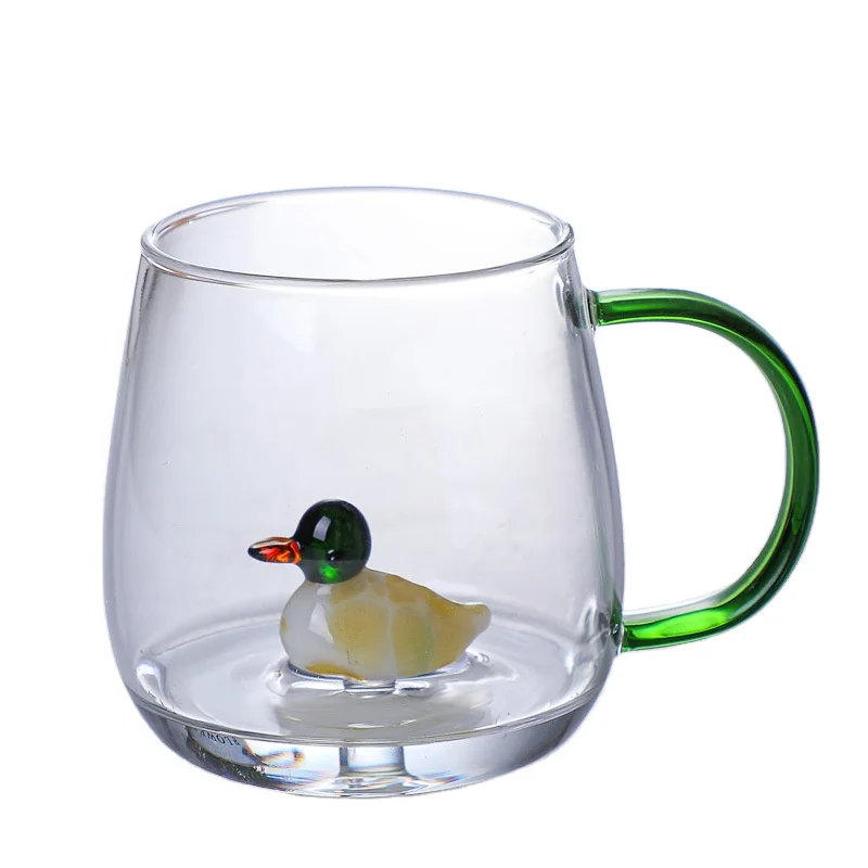 

High borosilicate glass duck cartoon water cup, Clear