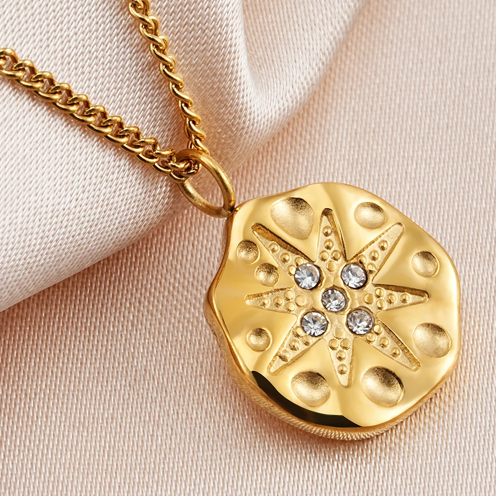 

18K Gold Plated Jewelry Star Full Diamond Uneven Clavicle Chain Stainless Steel Irregular Pendant Necklace