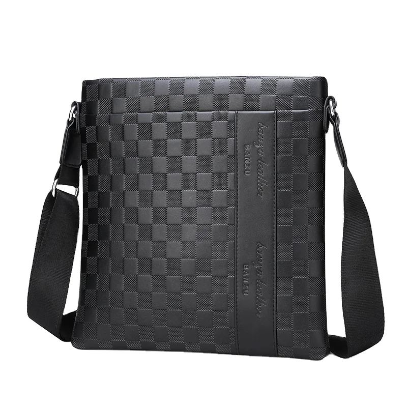

Men's bags men's shoulder bags soft leather business casual checkerboard messenger bag trendy wild backpack