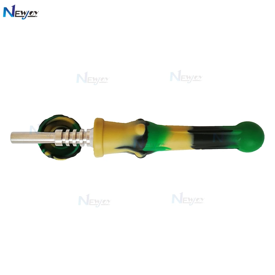 

Newjoy NC5 Nector Collector Silicone Smoking Pipe With Titanium Nail Honey Straw Portable Dab Rig, Mixed designs colors