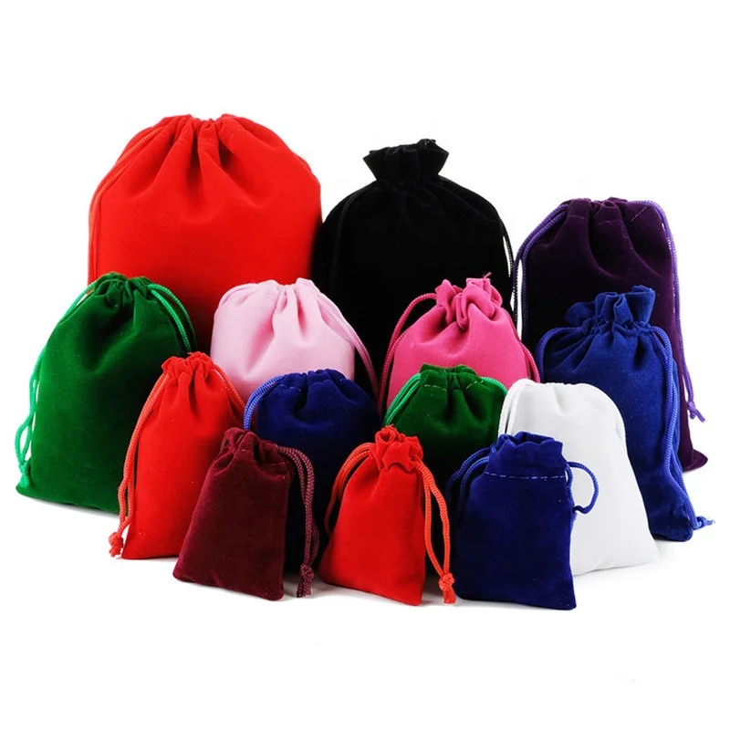 

5*7cm 7*9cm 8*10cm bag velvet Customized Logo Wholesale 11 colors Gift Pouch Jewelry Packaging Drawstring velvet Bag jewel bag