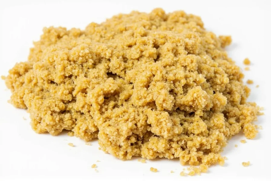 Close-up of brown mustard seeds in mortar with pestle, showing texture difference from yellow mustard seeds