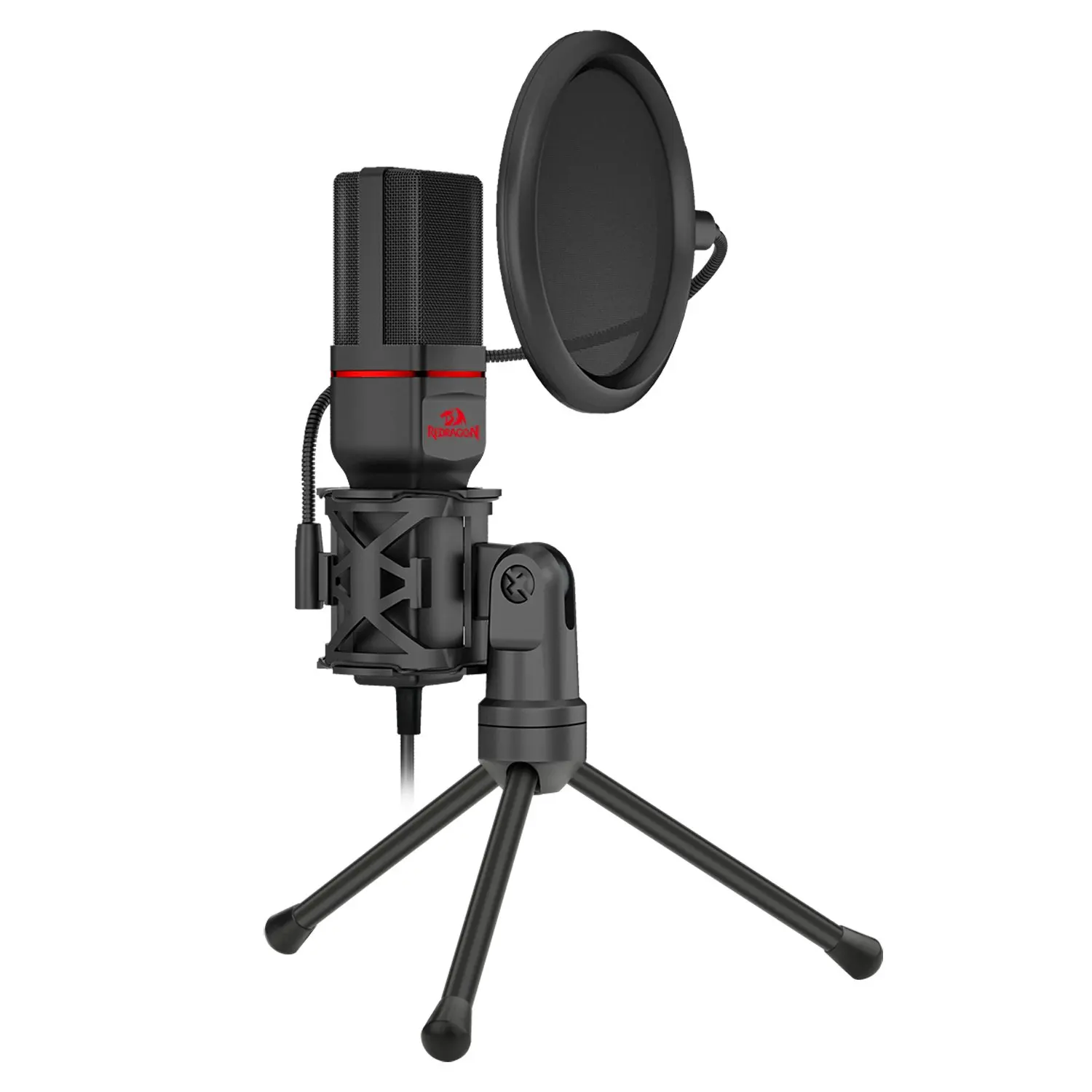 

Singing and online chatting Gaming stream Mic Portable Foldable Tripod Stand Wired webcam with microphone and speaker Condenser, Black