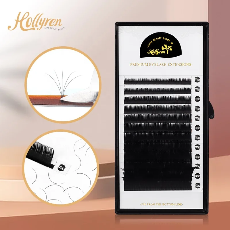 

Eyelash Extensions Wholesale Blooming Hollyren Self Fanning Cashmere Mink Slik Mini Fan Lash Extension Augen Easy Fannning