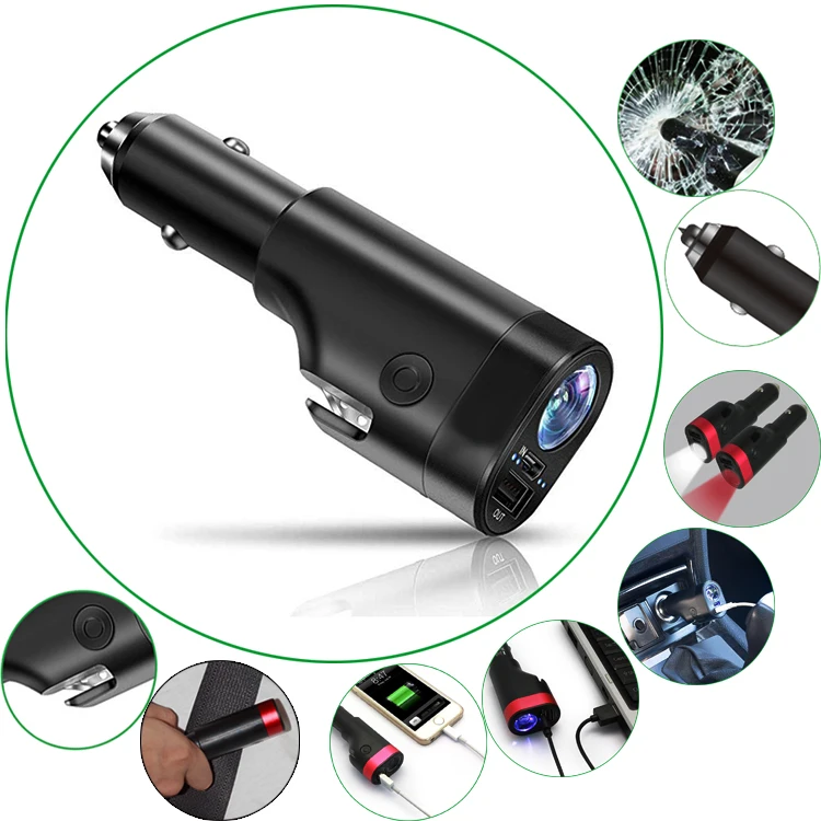 

Promate 6 in 1 Car Charger Power Bank with LED Torch Flash Light 12V/24V USB window breaker