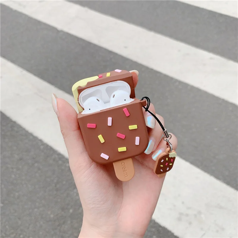 

For Airpods 2 1 3D Cute Cartoon Chocolate Ice Cream Earpods Case for Apple Airpods pro 3 Pendant Wireless Earphone Cover Box