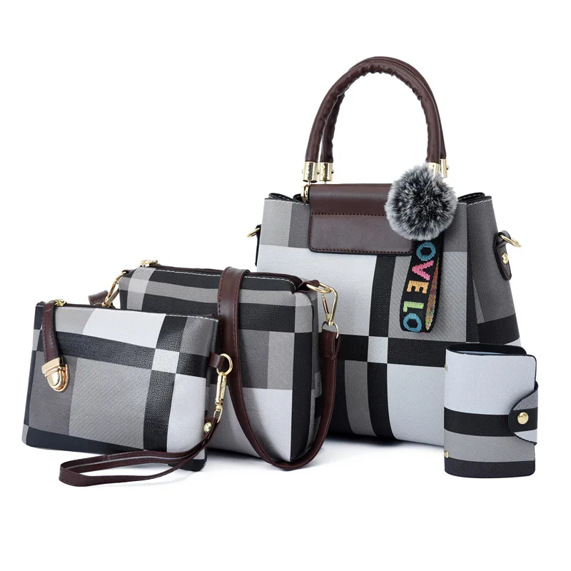 

Satchel tote ladies hand set handbag sets 4 pieces women bags, 5 color