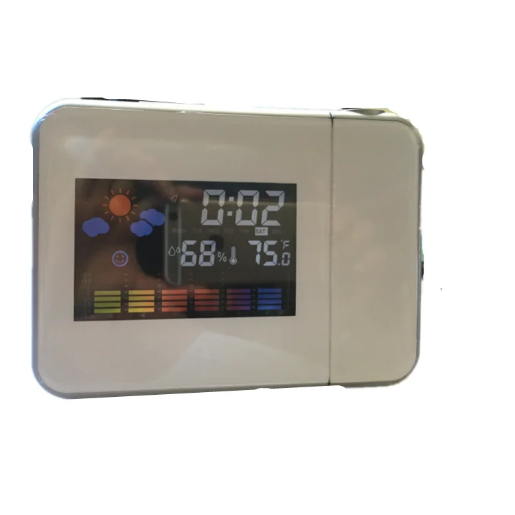 

Amazon Hot Sale fashion popular Desk Colorful Digital Projection Alarm Weather Station Clock