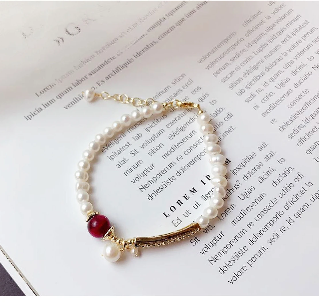 

Dropshipping Pearl Bracelet for Women 7-8mm White Freshwater Cultured Pearls in 3A Quality with 14K Gold