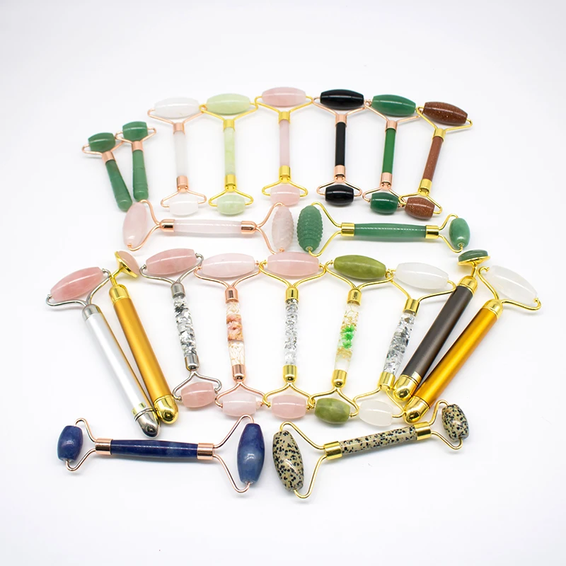 
2020 New jade roller Amazon hitsf pink jade roller 100% natural jade roller customized logo 