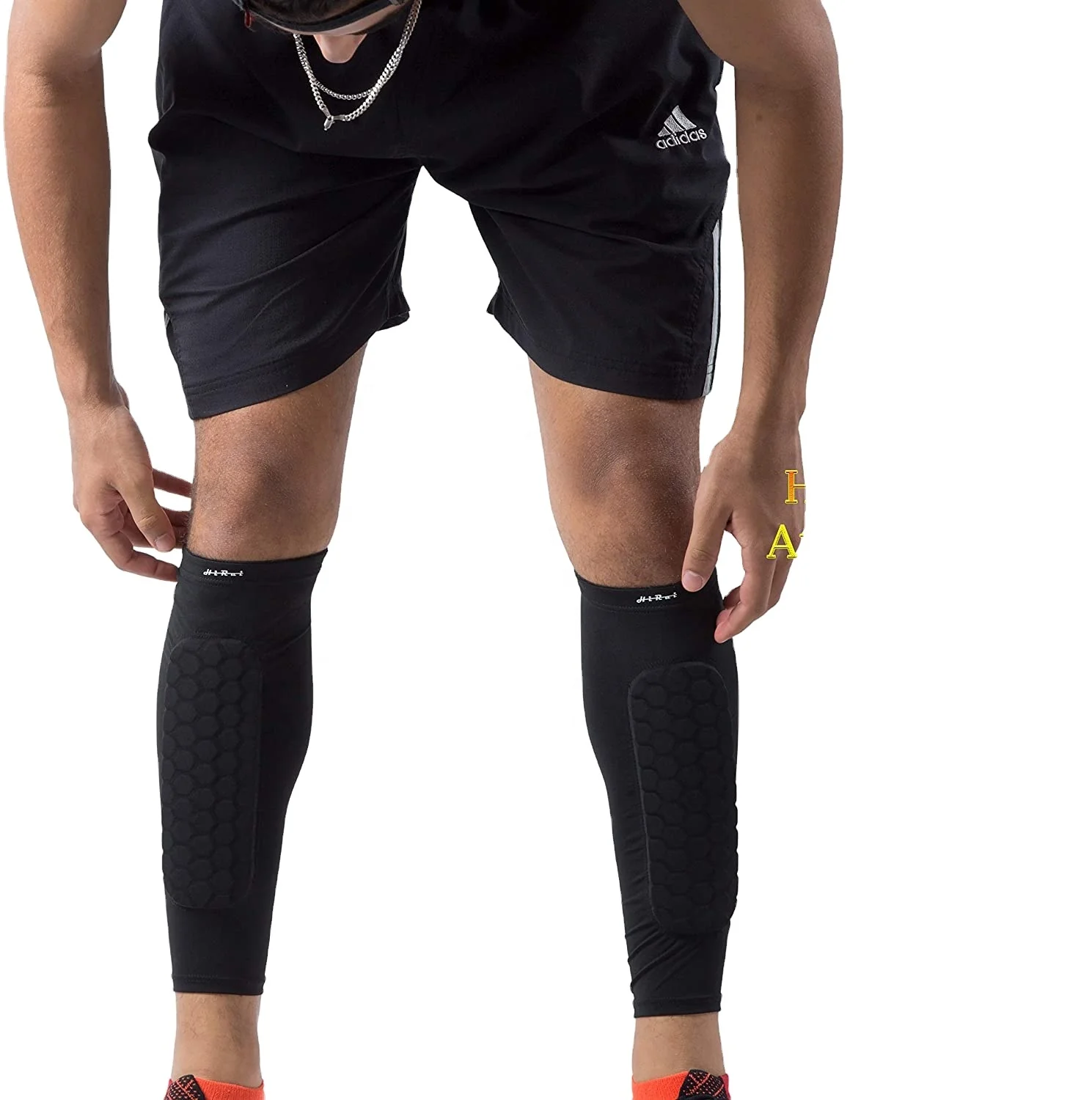 

2021 Elastic Soccer Knee Sleeve Sock Youth Football Extra Small Shin Guard Strap