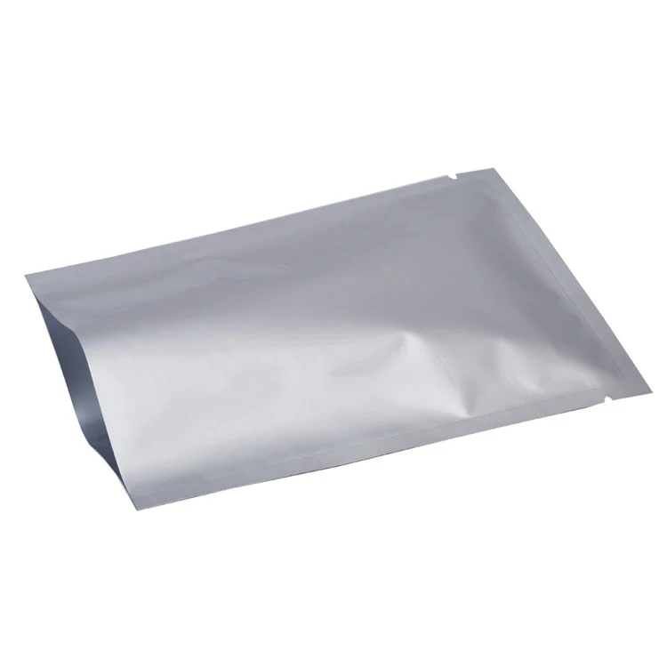 Open Top Pure Aluminum Foil Packing Bags Heat Sealed Vacuum Food Grade Pouches 