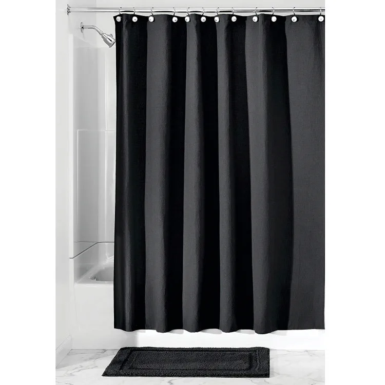 
Wholesale Hotel Quality Polyester/Cotton Blend Fabric Shower Curtains Waffle Weave Rustproof Metal Grommets Bathroom Showers 