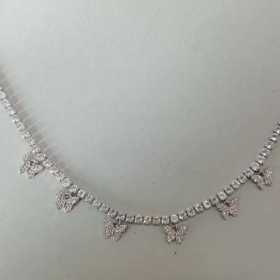 Cubic Zirconia Trend Hip Hop Men's Necklace with Butterfly Tennis Chain