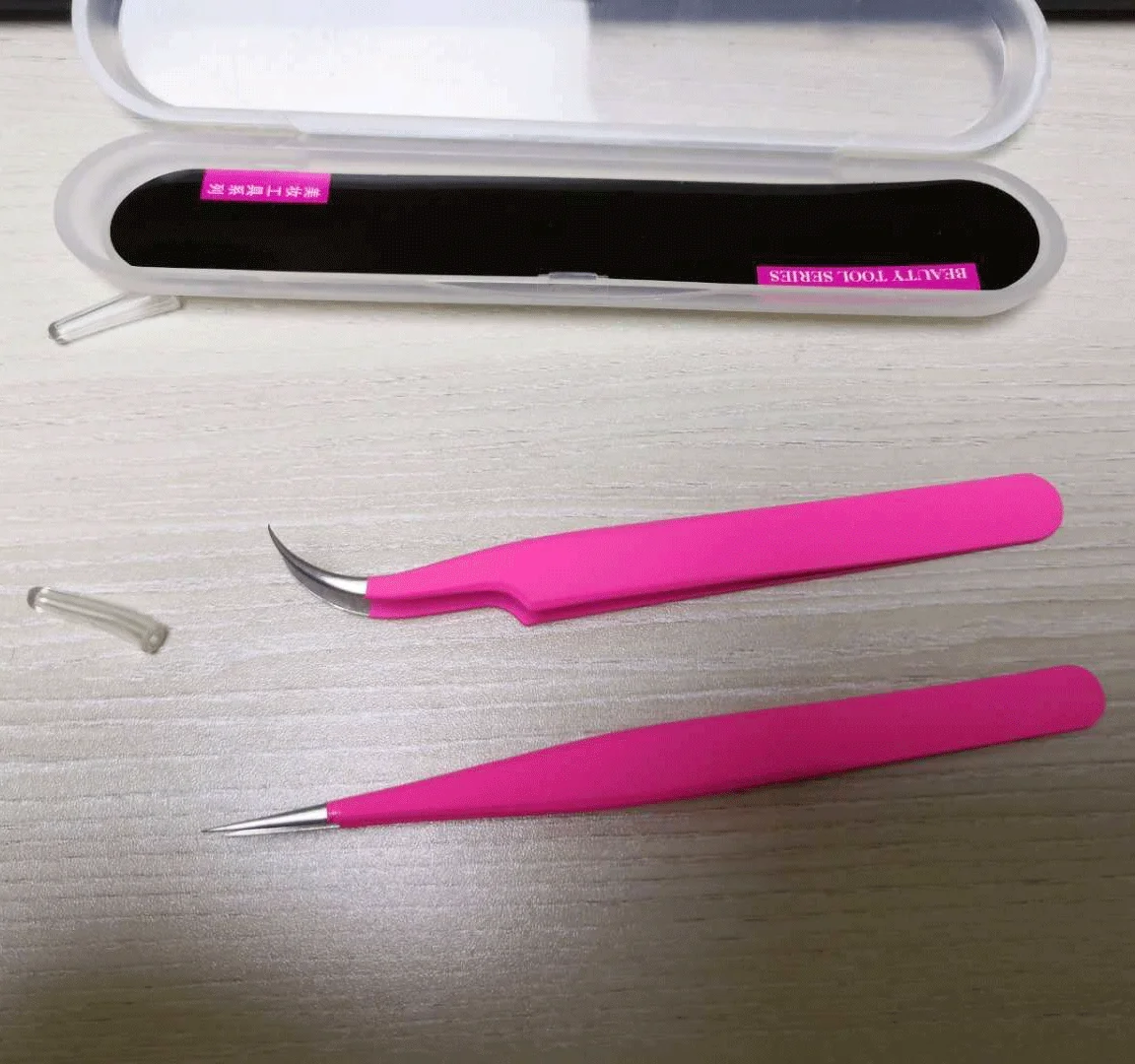 

Custom Logo Pink Wholesale Eyelash Extension Tweezers Straight & Curved Lash Tweezers Set