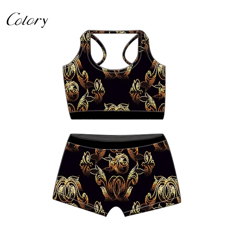 

Colory Summer 2 Piec Crop Top Set Shorts For Woman, Customized color