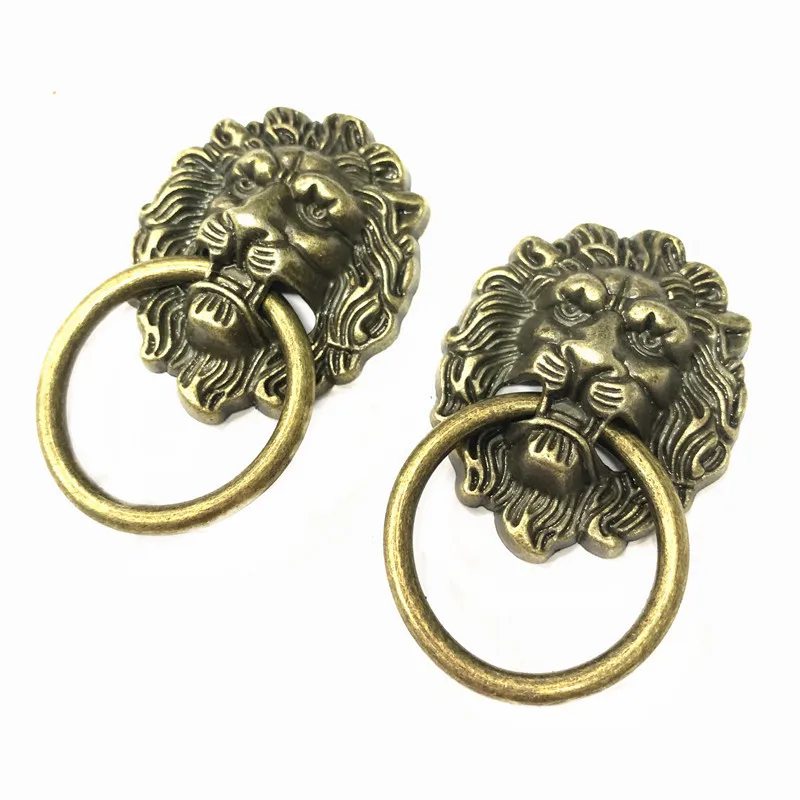 

Wholesale Vintage Drawer Lion Head Handle Wine Box Wooden Box Accessories Hardware Pull Ring, As show