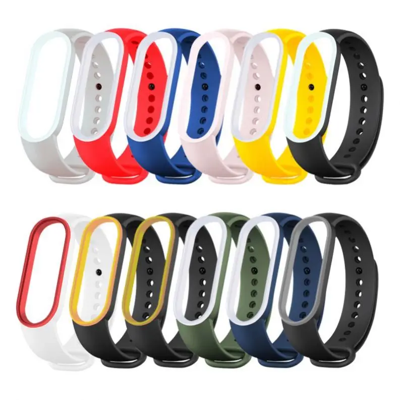 

Hot Sale Silicone Strap For Xiaomi Mi Band 5 Double Color Replacement Wristband Mi Band 6 strap, 22 colors