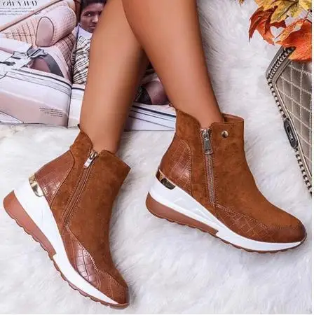 

2020 Winter women's fashion shoes warm lining boots women inner high heel-shoes new design women's boots, Black,blue,cream white ,brown