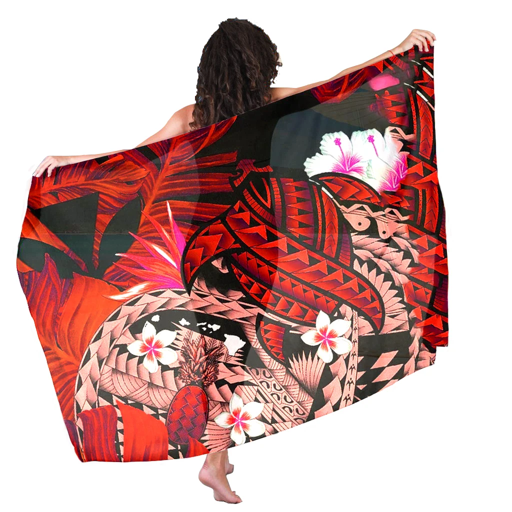 

Plus Size Sarongs Customized Printed Sarongs Polynesian Tribla Tortoise Print Pareo Beachwear Swimsuit Cover Ups Bikini Wrap, Customized color