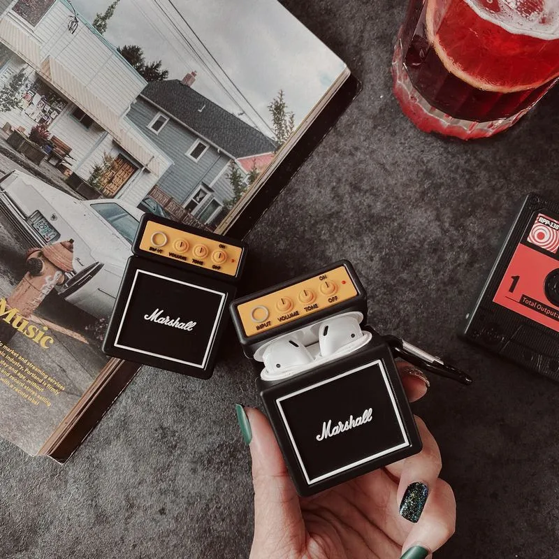 

Custom Retro Speaker Designers with Hook Protective Case Shockproof Silicone Covers Holder for Apple Airpod 1 2