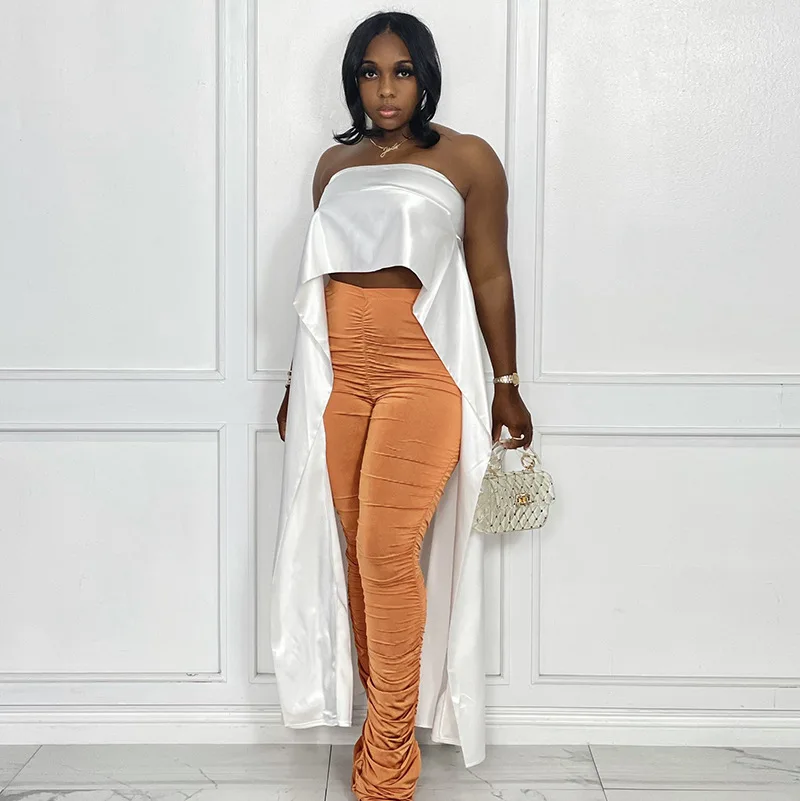 

Fall New Fashion Ladies Casual Sleeveless Irregular White Women Crop Tops 2021