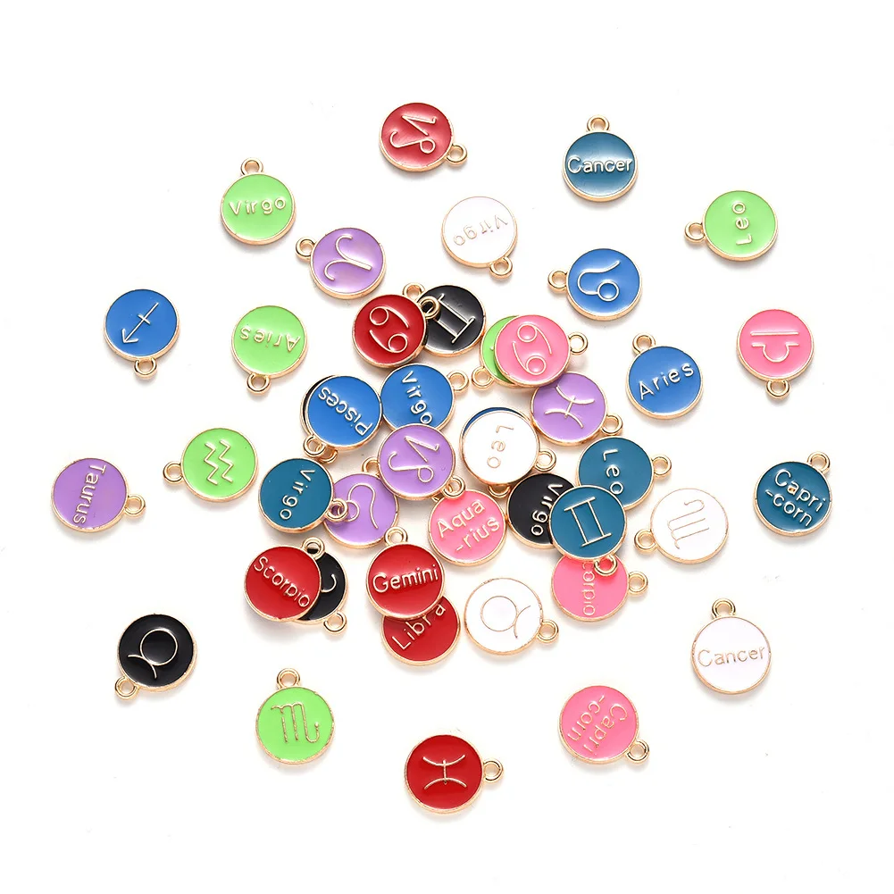 

26pcs per set Zodiac sign diy bracelet charms for jewelry making, As pic