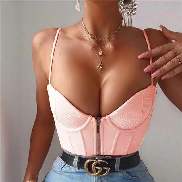 

Summer Hot Sexy Nightclub Pu Sling Zipper Chest Pad Vest, Picture color