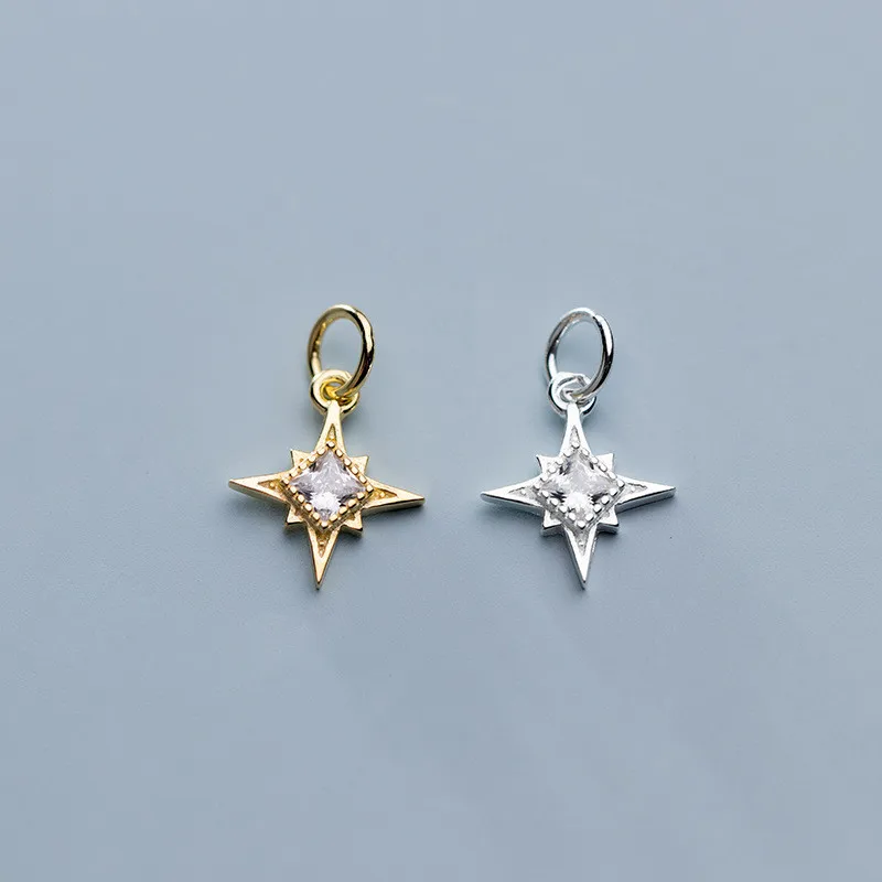 

Hot sales 925 sterling silver zircon gold plated lucky sparkling star pendants & charms for fashion jewelry making