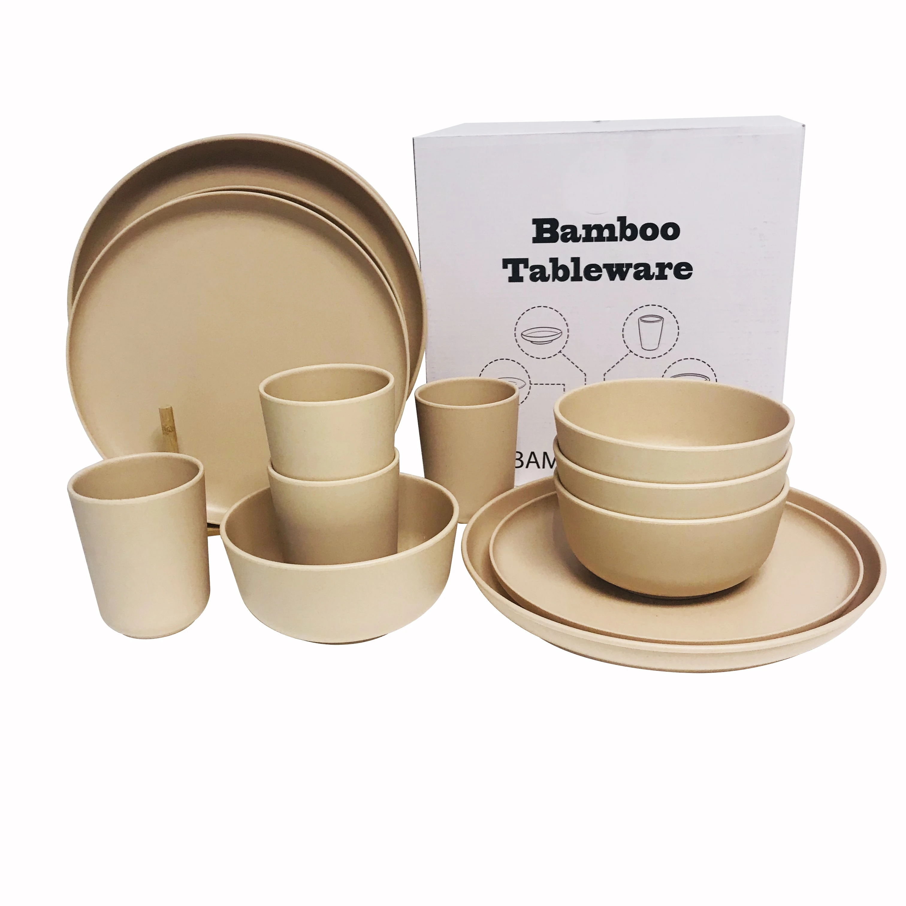 

4 Person Dinnerware Set Biodegradable Kitchen Bamboo Fiber Tableware Sets Dinner Set Tableware, Customized color