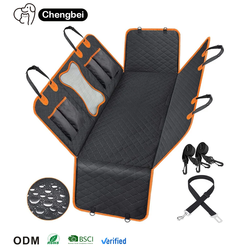 

2022 Waterproof Pet Single-layer Cushion Cover Car Rear Seat Mat 600d Oxford Cloth with Storage Pockets