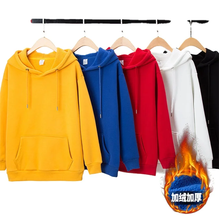 

wholesale cheap winter cotton oversized fleece sweatshirt fashion Unisex solid color hoodies Thick Couple sweater