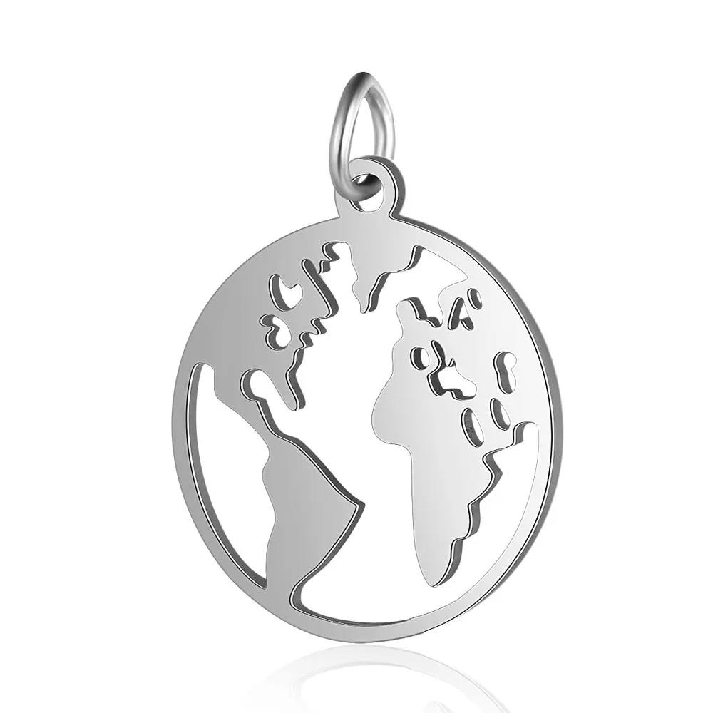 

PandaHall Map 201 Stainless Steel Jewelry Necklace Pendants, Stainless steel color