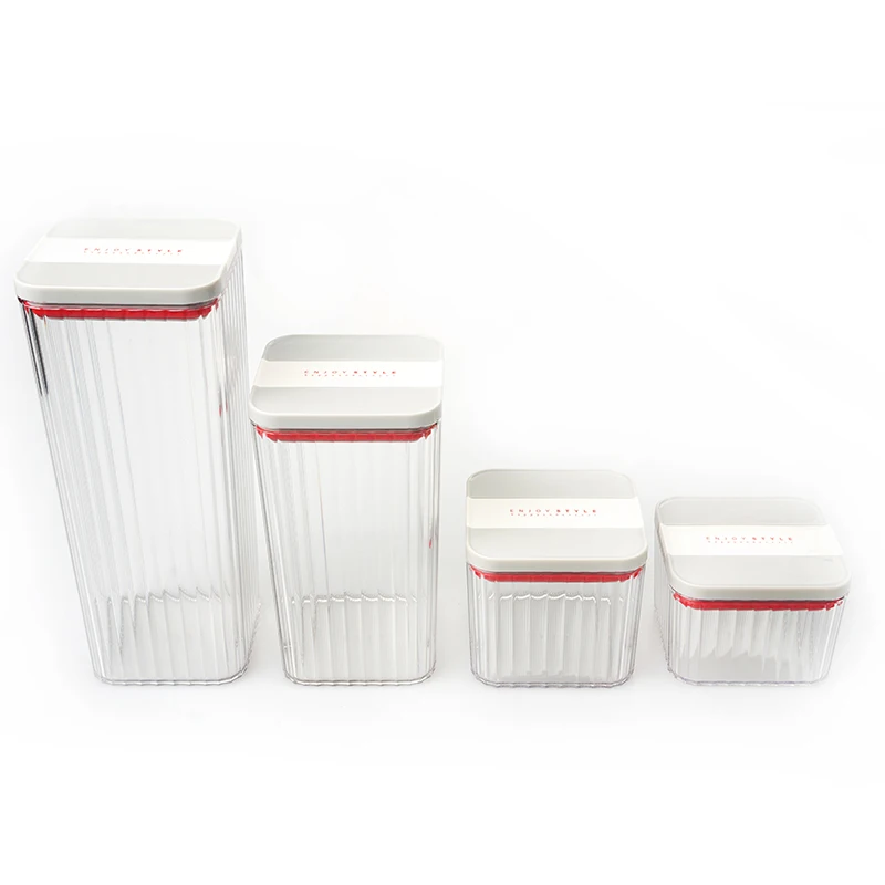 

Amazon hot sale 4pcs airtight kitchen dry food storage cereal container plastic set