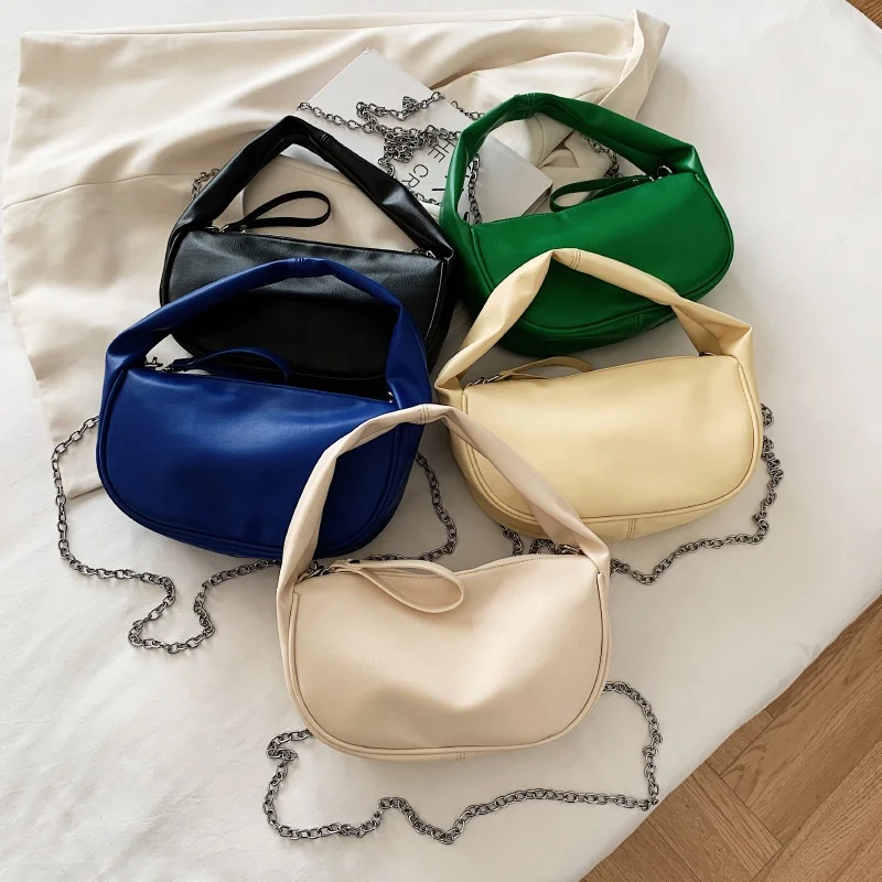 

Soft Leather Half Round Bag Hand Bag Underarm Bags For Women 2022 Purses And Handbags